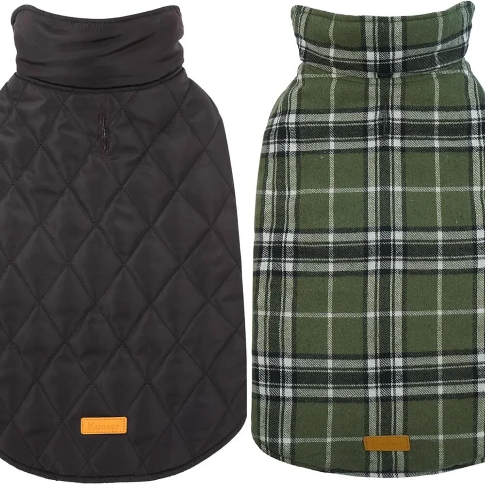 Waterproof Dog Coat, Reversible Dog Jacket Green S